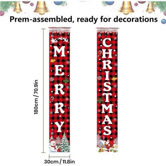 Christmas Decorations Merry Christmas Banner Xmas Porch Door Sign Welcome - Picture 2 of 8